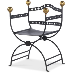 Tara Shaw Casegoods Dante Iron Savonarola Chair