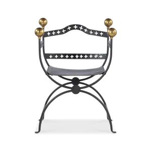 Tara Shaw Casegoods Dante Iron Savonarola Chair