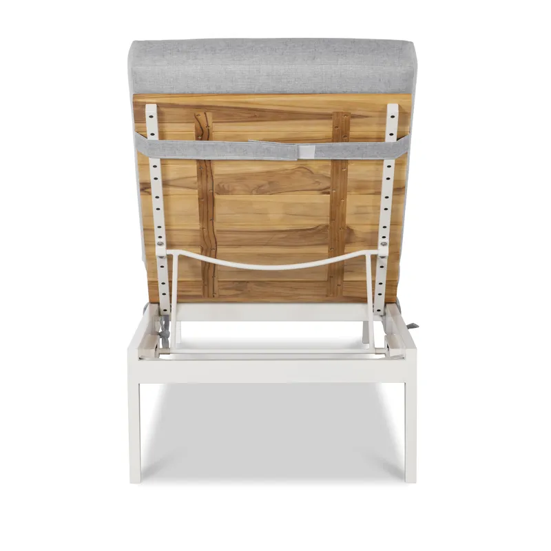 Outdoor Complements Poolside Metal/Teak Reclining Chaise Lng