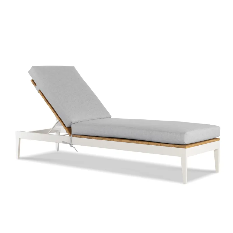 Outdoor Complements Poolside Metal/Teak Reclining Chaise Lng