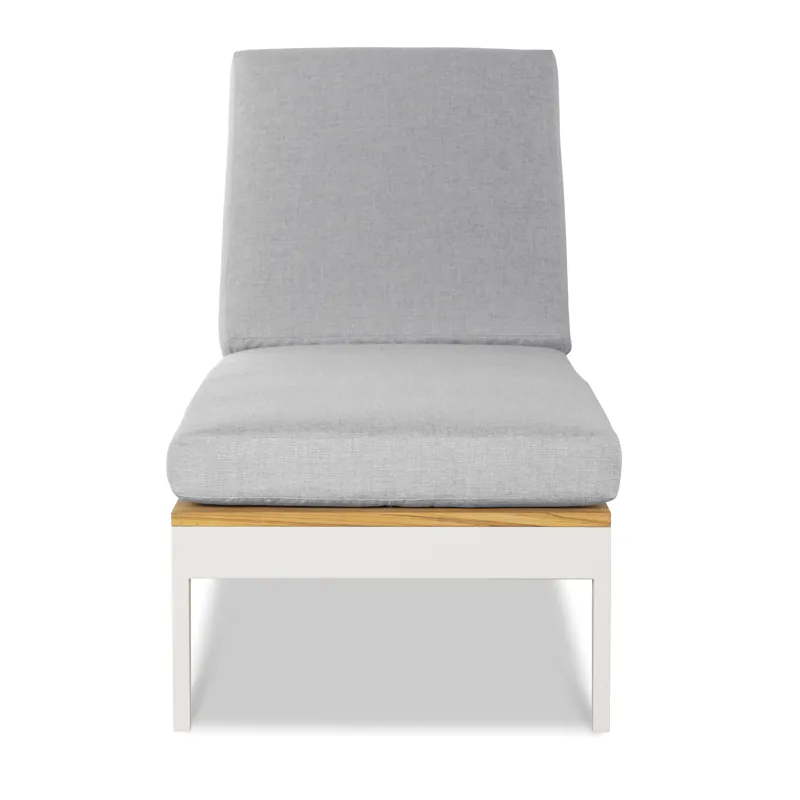 Outdoor Complements Poolside Metal/Teak Reclining Chaise Lng