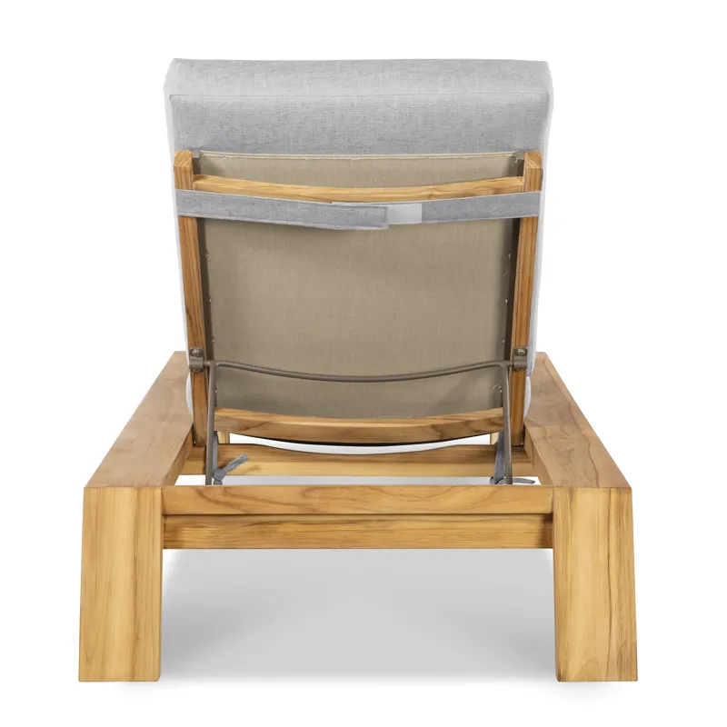 Outdoor Complements Poolside Teak Reclining Chaise Lounge