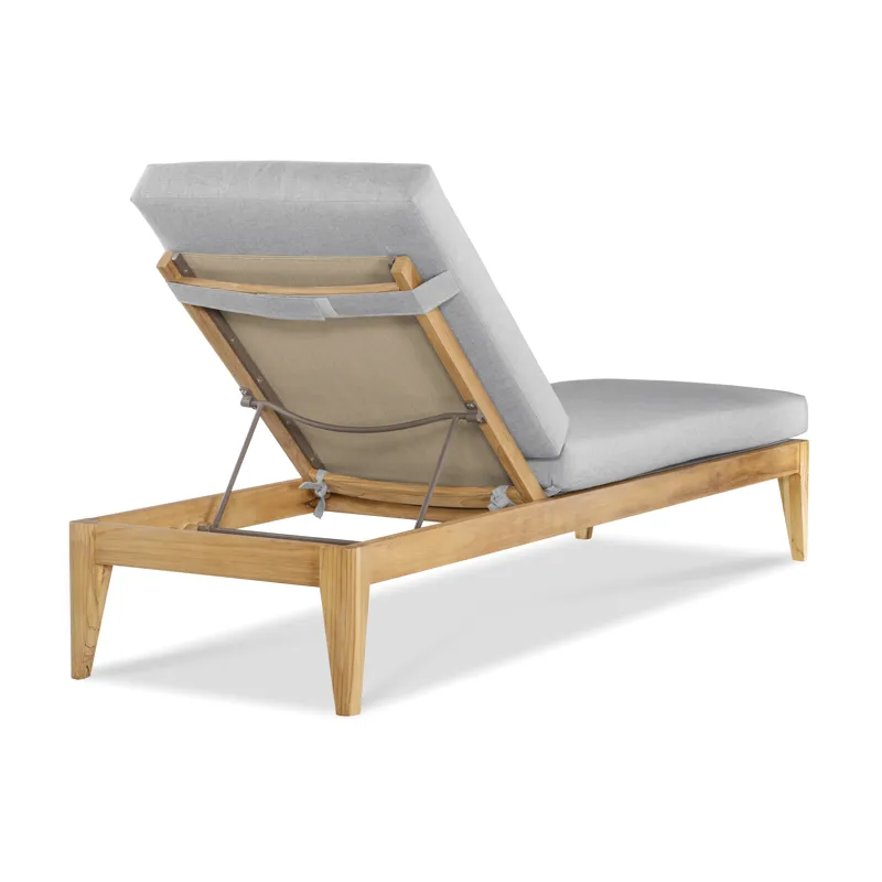 Outdoor Complements Poolside Teak Reclining Chaise Lounge