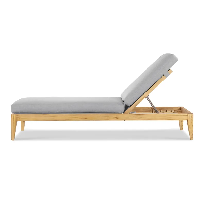 Outdoor Complements Poolside Teak Reclining Chaise Lounge