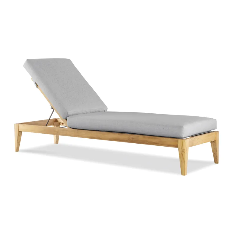 Outdoor Complements Poolside Teak Reclining Chaise Lounge