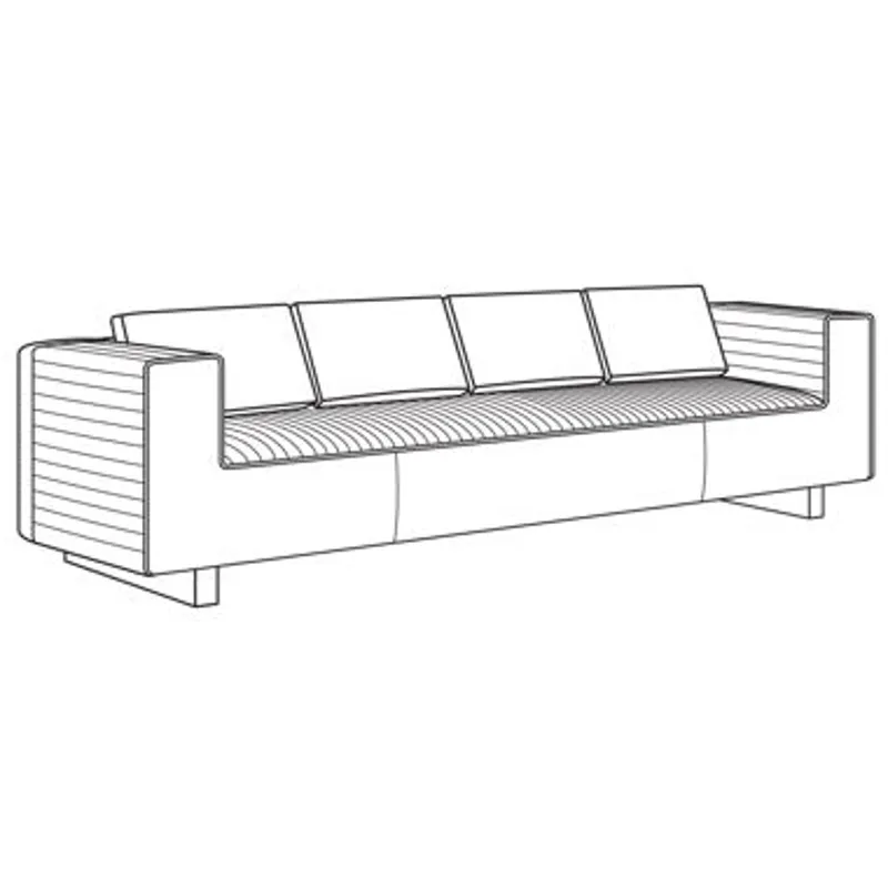 Century Home Elegance Tatami Large Quilted Sofa Oak Base