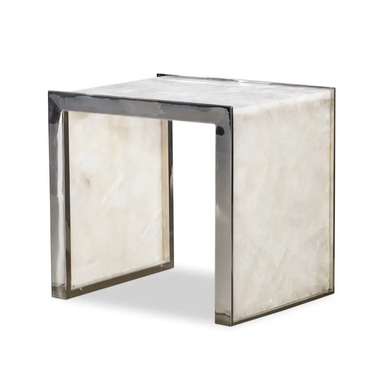 Grand Tour Furniture Samantha Glassy Quartz Lamp Table