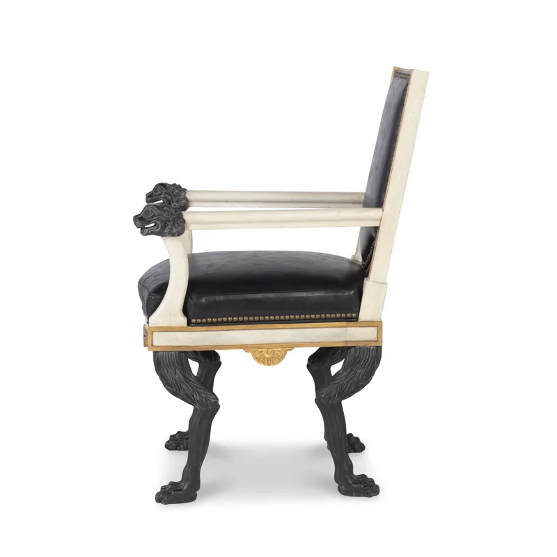 Tara Shaw Upholstery Robert Arm Chair Black Leather