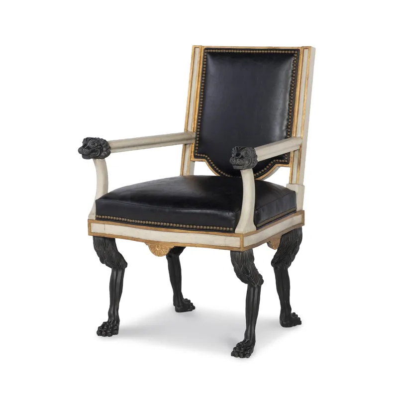 Tara Shaw Upholstery Robert Arm Chair Black Leather
