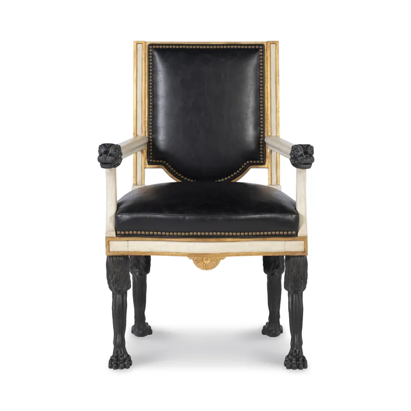 Tara Shaw Upholstery Robert Arm Chair Black Leather