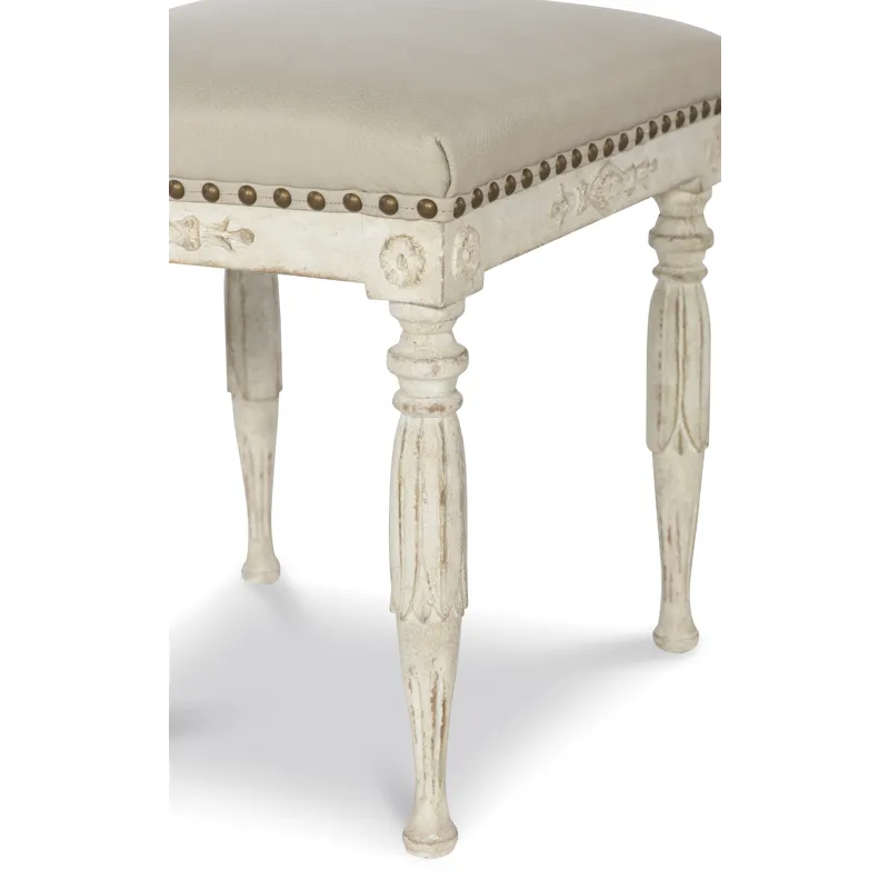 Tara Shaw Upholstery Sofia Stool Swedish Scraped White