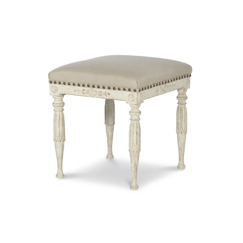 Tara Shaw Upholstery Sofia Stool Swedish Scraped White