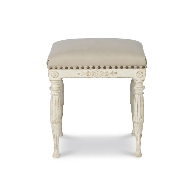 Tara Shaw Upholstery Sofia Stool Swedish Scraped White