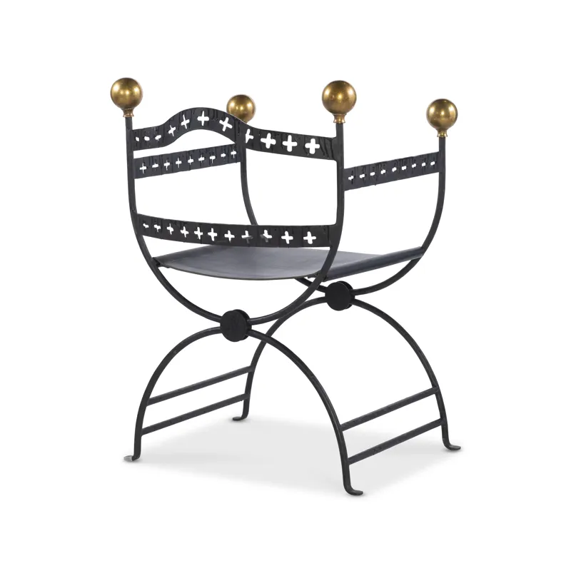Tara Shaw Casegoods Dante Iron Savonarola Chair