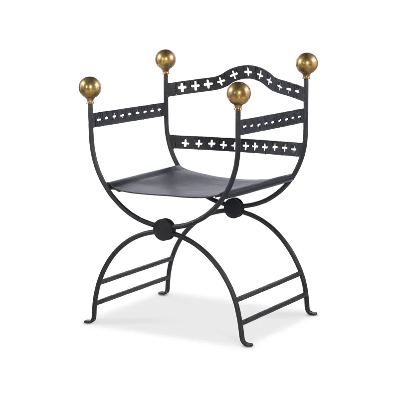 Tara Shaw Casegoods Dante Iron Savonarola Chair