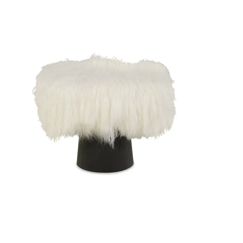 Tara Shaw Casegoods Pompiduo Italian Mongolian Lamb Stool