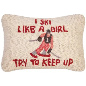 Ski Like A Girl 14" x 20" Wool Pillow