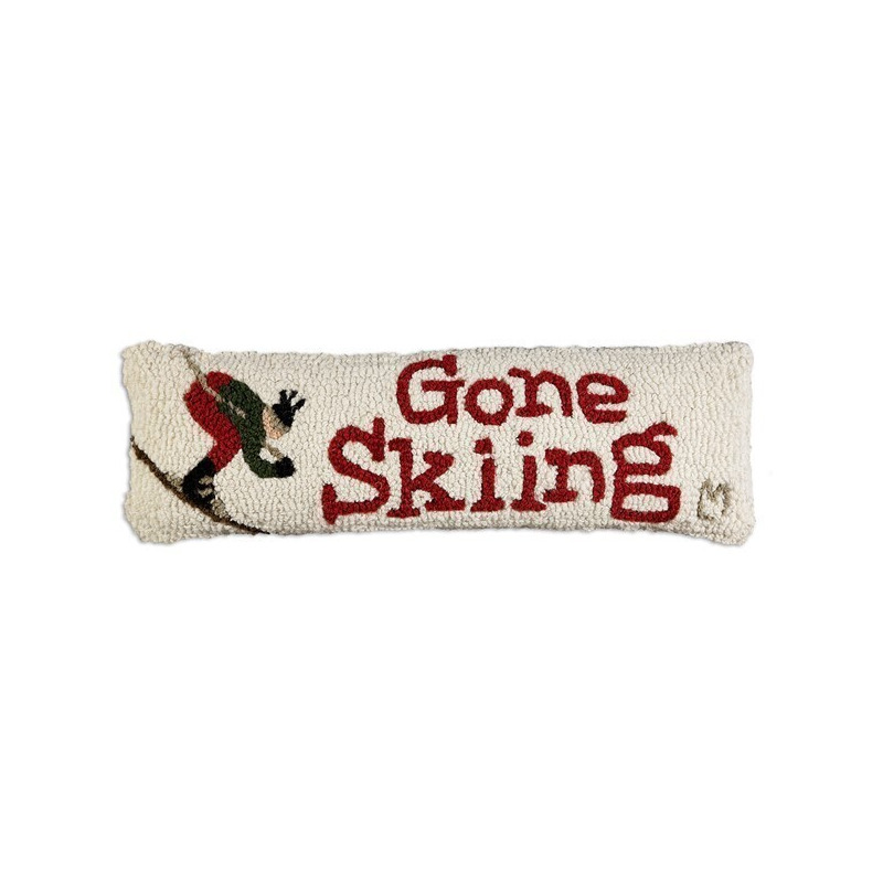 Gone Skiing - Hooked Wool Pillow