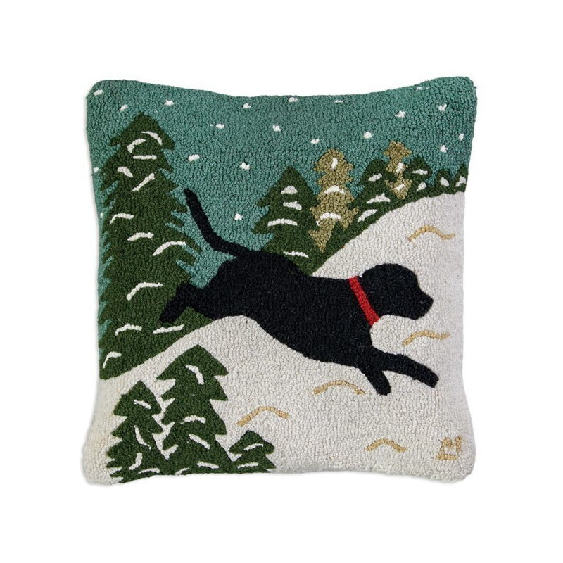 Chandler 4 Corners Snowdog Hooked Wool Pillow - Thumbnail 2