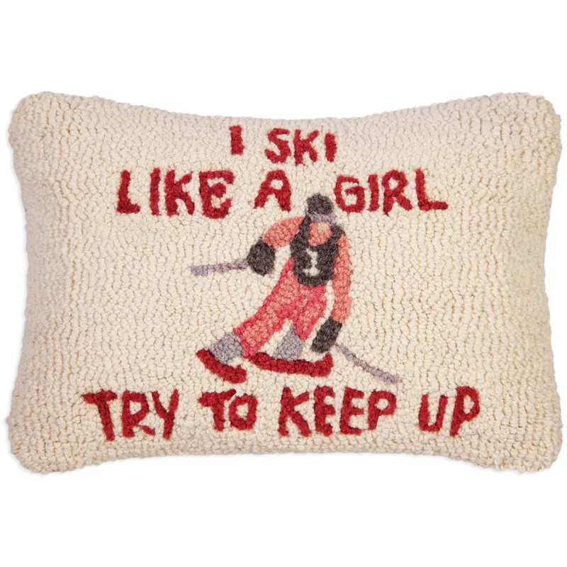 Ski Like A Girl 14" x 20" Wool Pillow