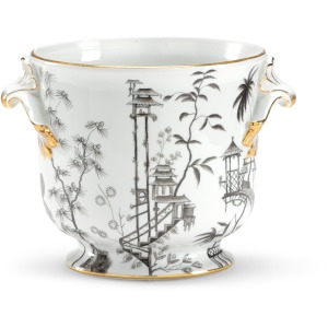 Blk Wht Chinoisserie Vase
