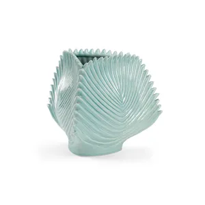 Small Palm Leaf Vase - Seafoam