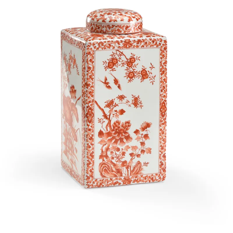 Lotus Square Jar Lg Red
