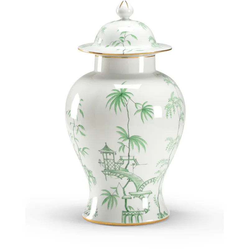 Green Chinoiserie Jar