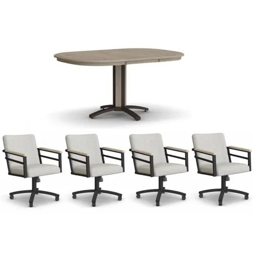 5 PC Dining Set - Driftwood & Matte Black