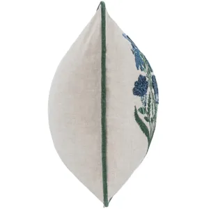 NV Belcourt Floral Pillow - Natural / Blue