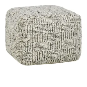 Performance Vico Pouf 18"x18"x14" - Ivory Multi
