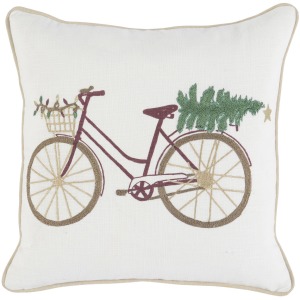 VE Jolly Bicycle Ivory 18x18 Pillow