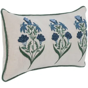 NV Belcourt Floral Pillow - Natural / Blue