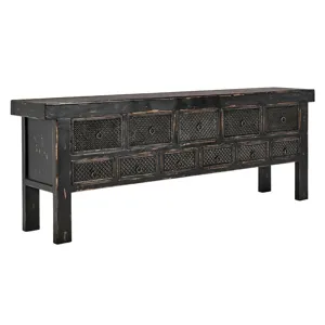 Lahey Solid Wood 11 Dawer Rectangle Console Table