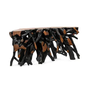 Cypress Teak Root Console Table 70- 71&quot; - Black-Brown