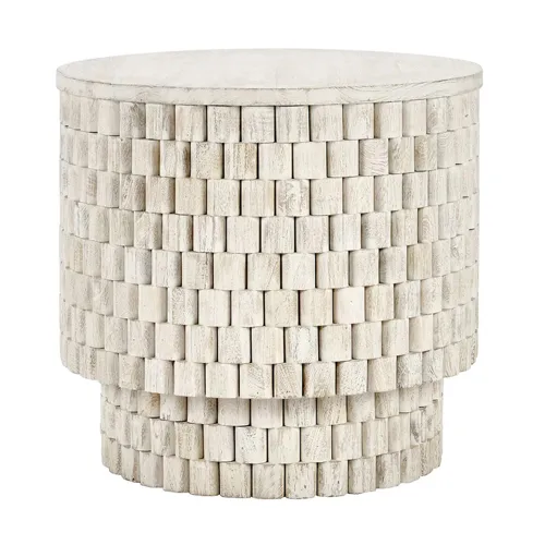 Norwood Solid Wood Round End Table - Coastal White