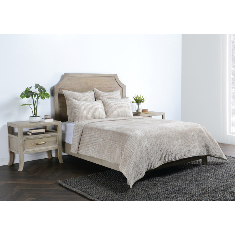 BARI VELVET PEBBLE KING QUILT/SHAMS