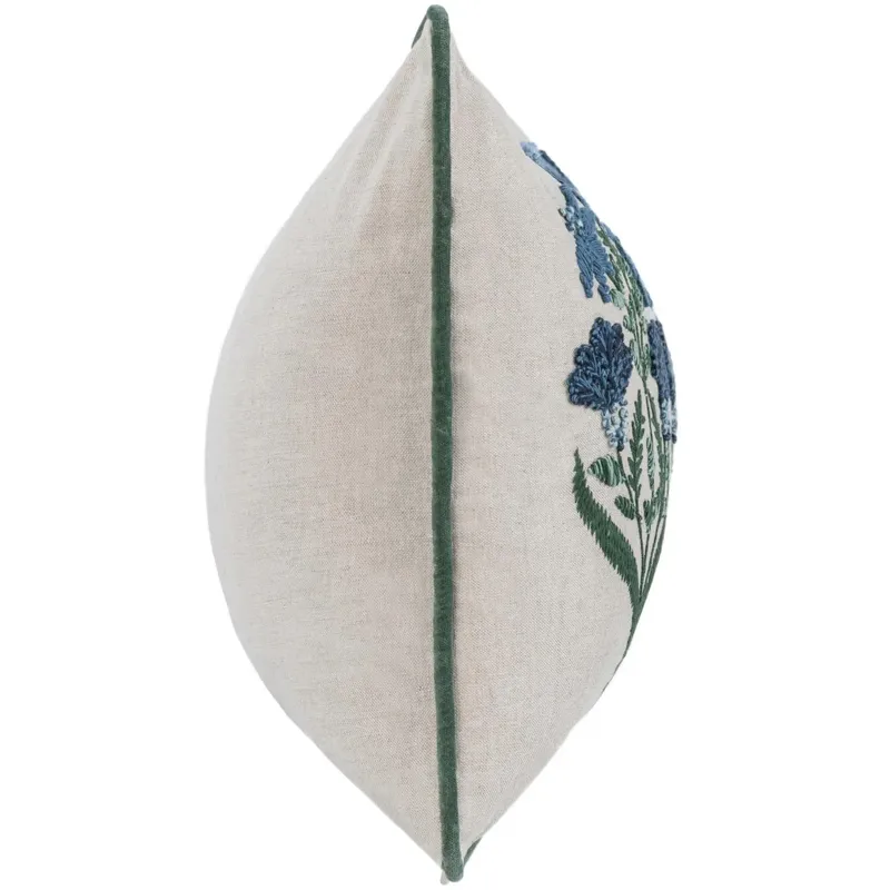NV Belcourt Floral Pillow - Natural / Blue