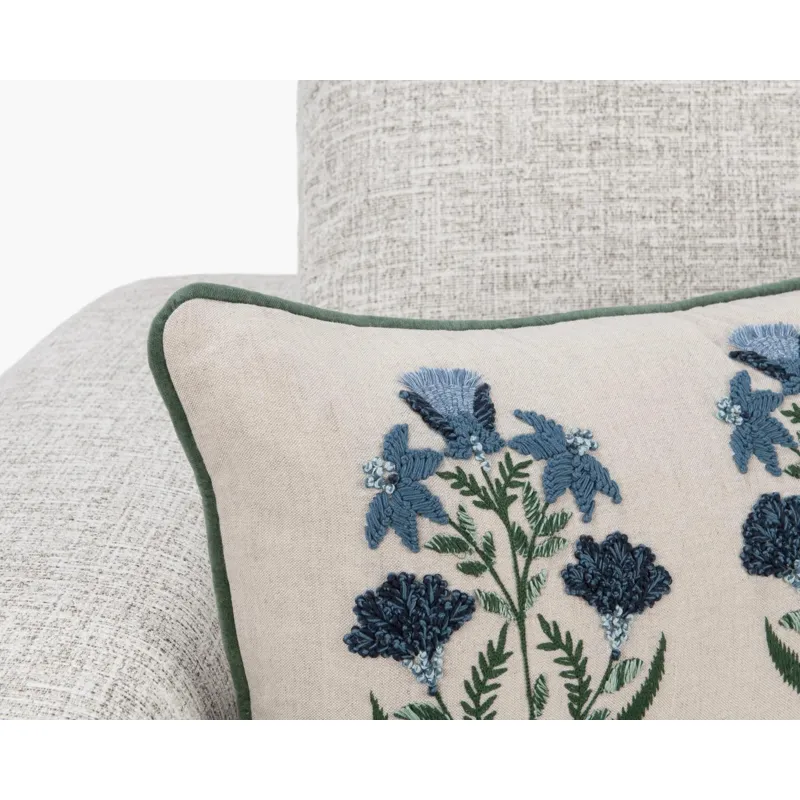NV Belcourt Floral Pillow - Natural / Blue