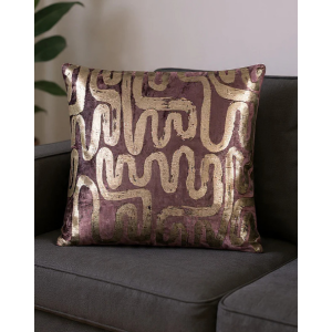 22X22 Brown Velvet Gold Abst Pillow