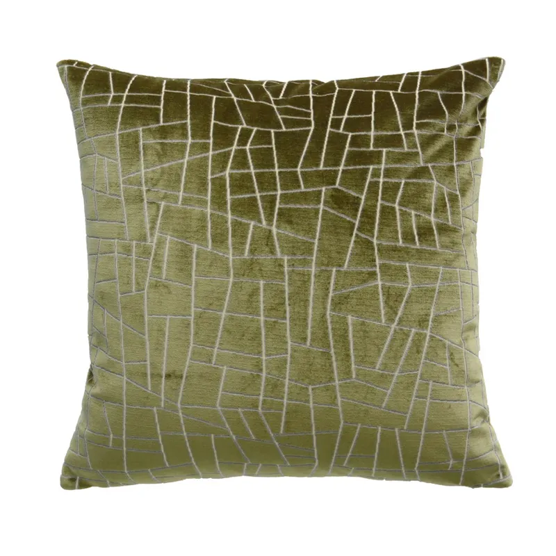 22X22 Green Geo Velvet Pillow