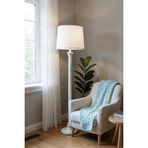 Nude/Atlantic Grey Textured Pole Floor Lamp
