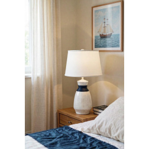 Nude/Navy Speck Coastal Vase Table Lamp