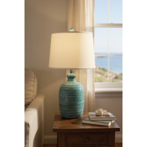 White Washed Leaf Bee Hive Table Lamp