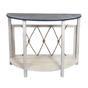 Cottage/Weathered Navy Rounded Sofa Table with Rope Accent