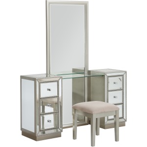 Six Drawer Console w/ Mirror & Stool