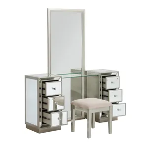 Six Drawer Console w/ Mirror & Stool