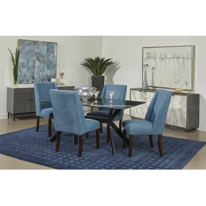 Lambert Brown and Blue Transitional Accent Dining Chair - 2 Pack (Chairs Priced Individually)