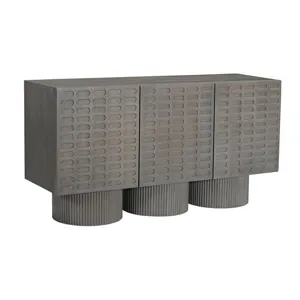 Telesto Grey Transitional Three Door Credenza