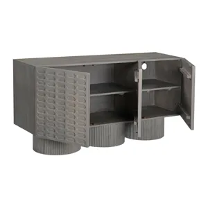 Telesto Grey Transitional Three Door Credenza